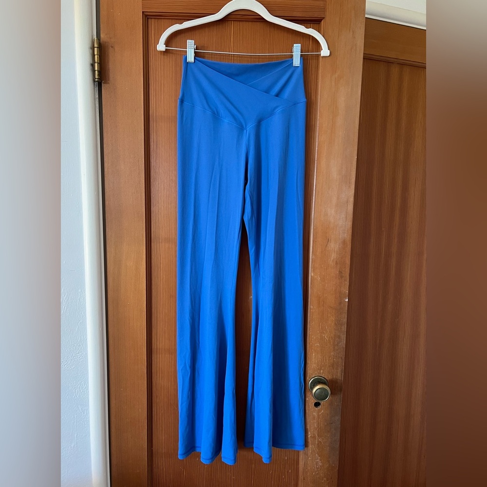 Blue aerie crossover flare leggings